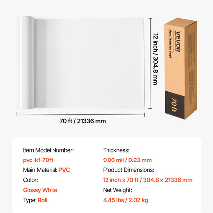 Termopernešimo plėvelė VEVOR pvc-k1-70ft, 30,5 cm x 21,3 m