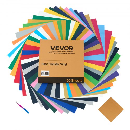 Termopervežimo plėvelė (HTV) VEVOR pvc-k-vinyl-50pcs, 50 vnt. rinkinys