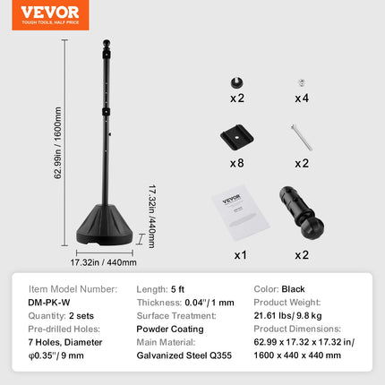 Kilnojamas kelio ženklų stovas VEVOR DM-PK-W, 152 cm