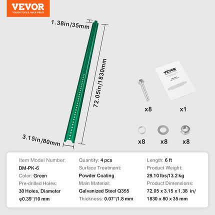 Kelio ženklų stulpas VEVOR DM-PK-6, 183 cm, 4 vnt.