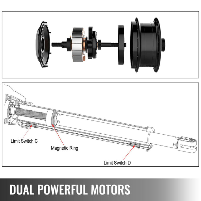 Automatinis dvivėrių vartų atidarytuvas VEVOR 457mm, 80 W