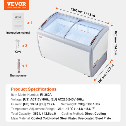 Pramoninė ledų vitrina VEVOR RI-360A, 362 l