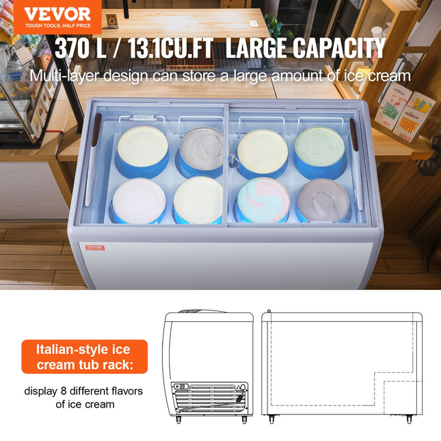 Ledų vitrina VEVOR RI-360DC, 370 l