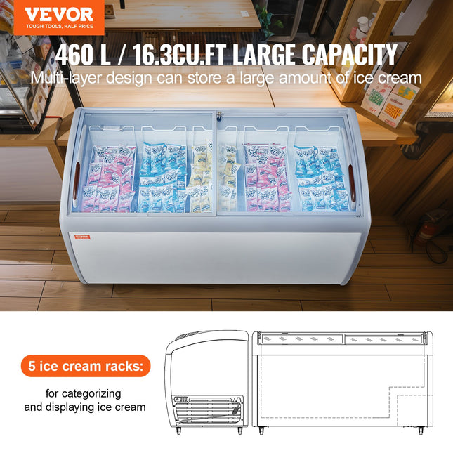Ledų vitrina-šaldiklis VEVOR RI-460A, 460 l