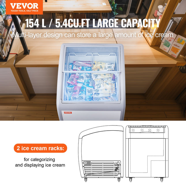 Ledų vitrina-šaldiklis VEVOR RI-160A, 154 l