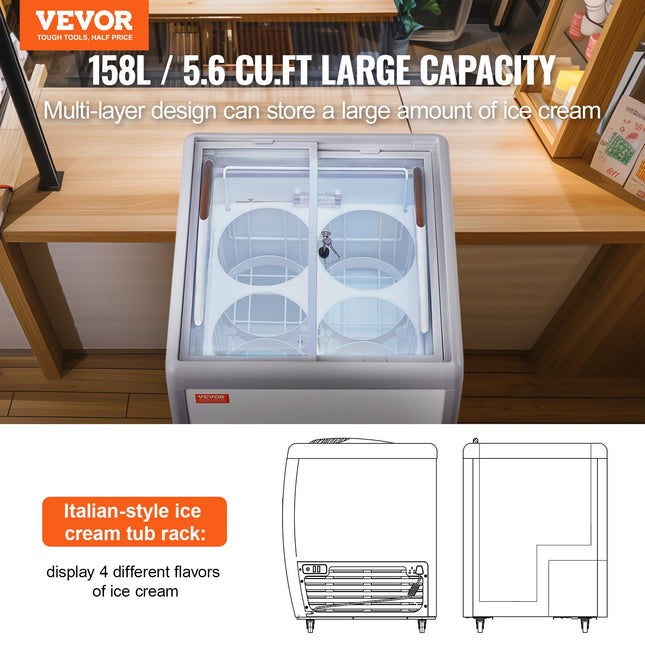 Ledų vitrina-šaldiklis VEVOR RI-160DC, 158 L