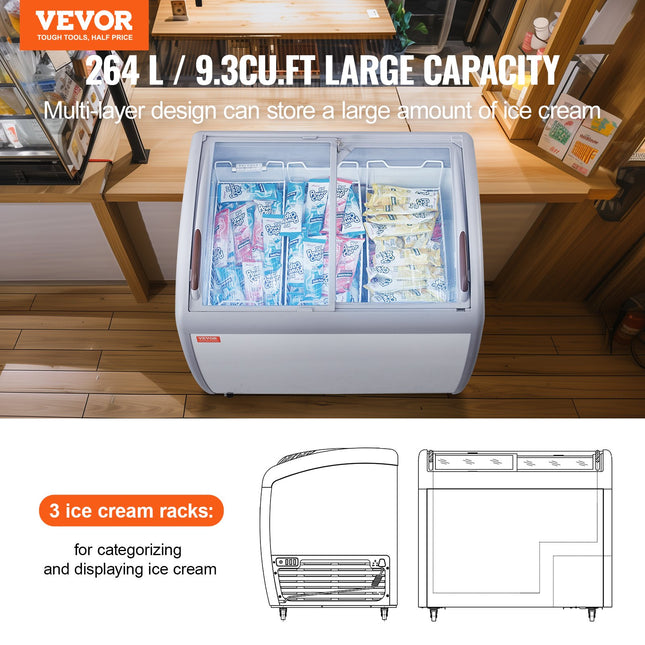 Ledų vitrina-šaldiklis VEVOR RI-260A, 264 l