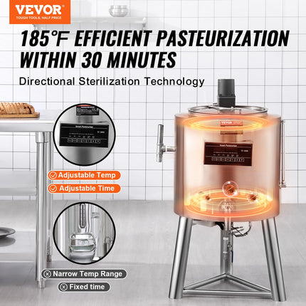 Pieno pasterizatorius VEVOR ZD-30L, 30 l talpa