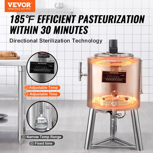 Pieno pasterizatorius VEVOR ZD-30L, 30 l talpa