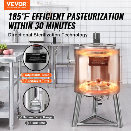 Pieno pasterizatorius VEVOR ZD-50L, 50 l talpa