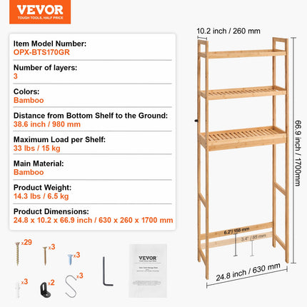Lentyna virš klozeto VEVOR OPX-BTS170N, 3 aukštų