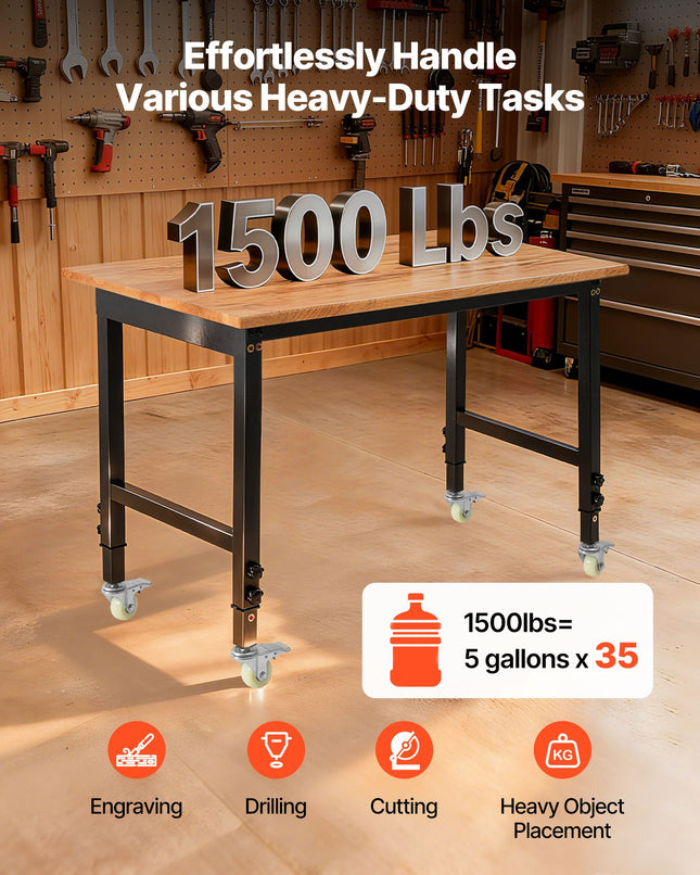 Reguliuojamo aukščio darbastalis VEVOR WB4823L, 680 kg keliamoji galia