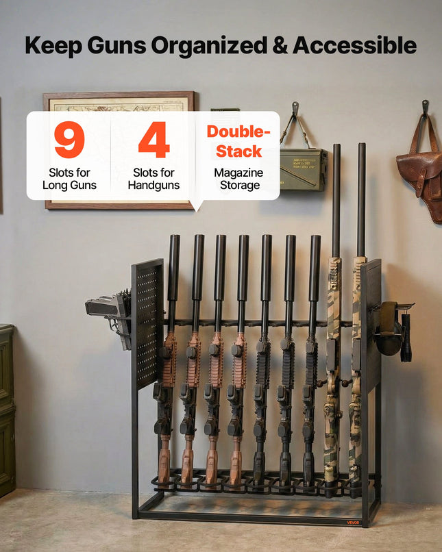 Ginklų stovas VEVOR RF-SN-046, 9 šautuvams ir 4 pistoletams