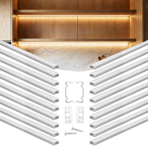 LED juostų profilių rinkinys VEVOR U-3.3-20, 20 vnt. po 1 m, U formos