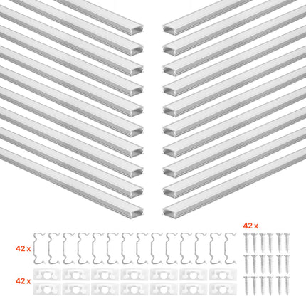 LED juostų profilių rinkinys VEVOR U-3.3-20, 20 vnt. po 1 m, U formos