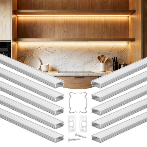 LED profilis VEVOR U-6.6-10, U formos, 2 m ilgio, 10 vnt.