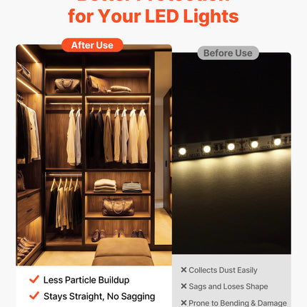 LED profilis VEVOR U-6.6-10, U formos, 2 m ilgio, 10 vnt.