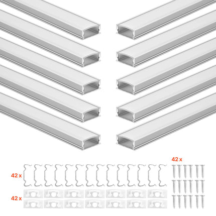 LED profilis VEVOR U-6.6-10, U formos, 2 m ilgio, 10 vnt.