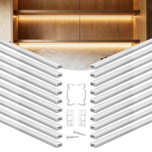 LED profilių rinkinys VEVOR U-6.6-20, 20 vnt. po 2 m