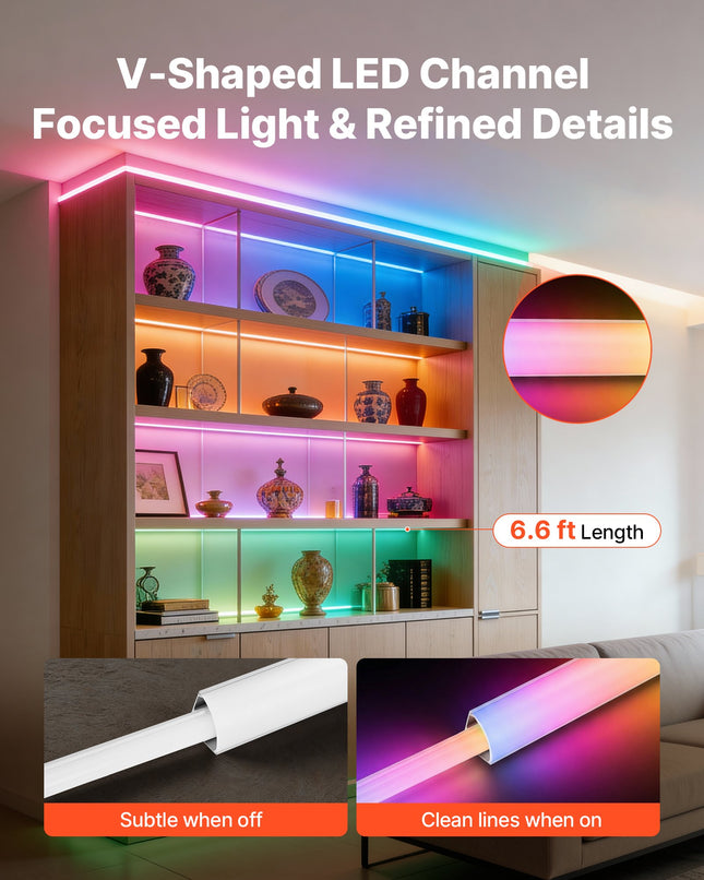 LED aliuminio profilių rinkinys VEVOR V6.6-10, 10 vnt. x 2 m