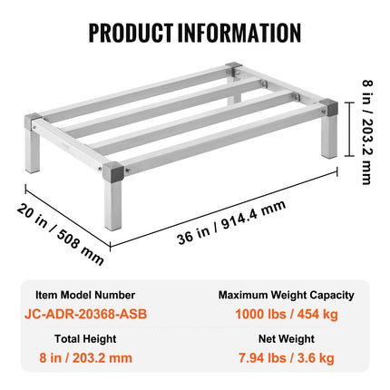Aliuminio padėklas-stelažas VEVOR JC-ADR-20368-ASB, 454 kg keliamoji galia