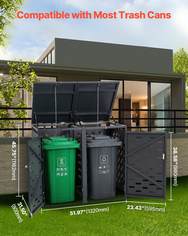Lauko šiukšlių konteinerių stoginė VEVOR ZY-2X240L-0.7, 2 x 240 l