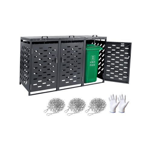 Lauko šiukšliadėžių stoginė VEVOR ZY-3X240L-0.7, 3 x 240 l