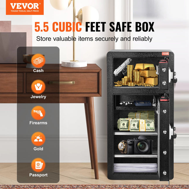 Seifas su dvigubomis durelėmis VEVOR SS-830SM, 156 l talpa