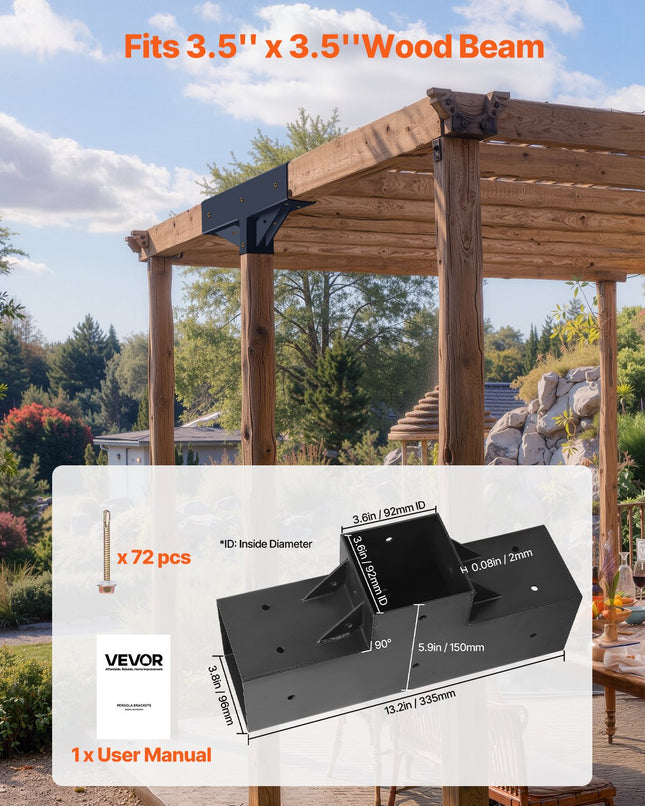 Pergolių jungčių rinkinys VEVOR SST4, T formos, 92 x 92 mm