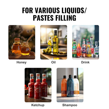 Pneumatinė skysčių ir pastų pilstymo mašina VEVOR A02, 5–50 ml