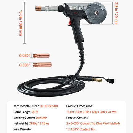 Suvirinimo pistoletas su rite VEVOR XLHBTSR200, 200 A