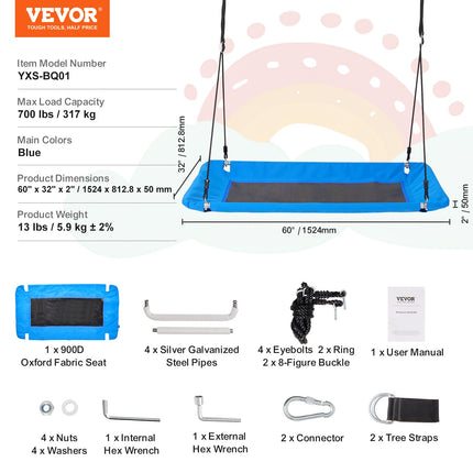 Platforminė sūpynė VEVOR YXS-BQ01, 317 kg keliamoji galia