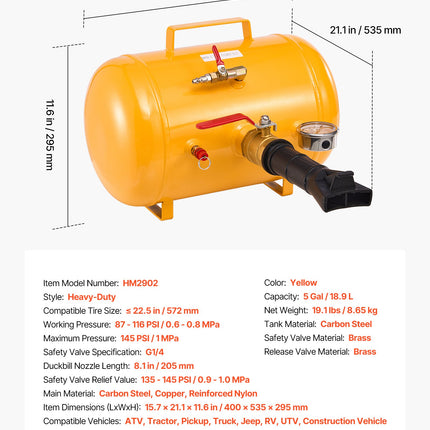 Padangų montavimo patranka VEVOR HM2902, 18,9 l