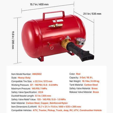 Padangų montavimo patranka VEVOR HM2902, 18,9 l