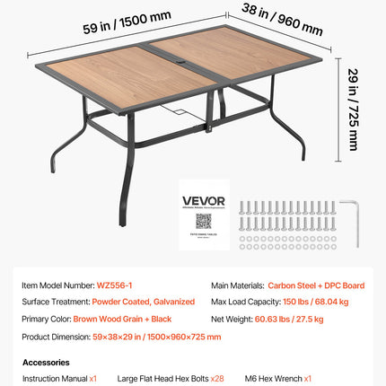 Lauko valgomojo stalas VEVOR WZ556-1, 150 cm ilgio