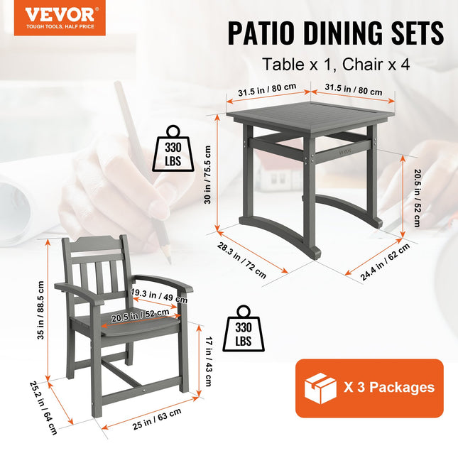 Lauko baldų komplektas VEVOR WS-SS-001, 5 dalių
