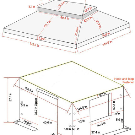 Žieminis pavėsinės uždangalas VEVOR LTS-MM180-1216, 3,66 x 4,87 m