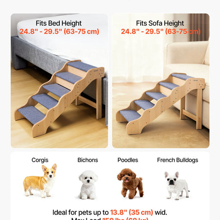 Mediniai laipteliai augintiniams VEVOR ZD-25DOG03, 5 pakopų