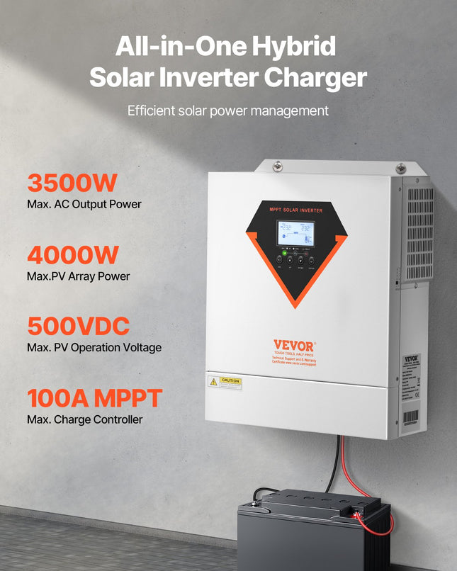 Hibridinis saulės inverteris VEVOR EM3500-24L, 3500W