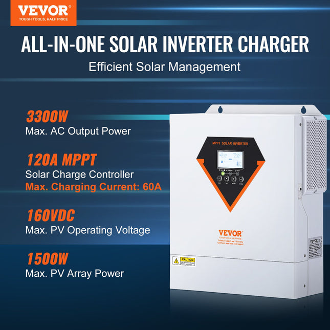 Hibridinis saulės inverteris VEVOR EML3500-24L, 3500W