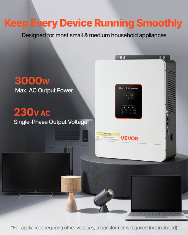 Hibridinis saulės inverteris VEVOR GD3024JMH, 3000W