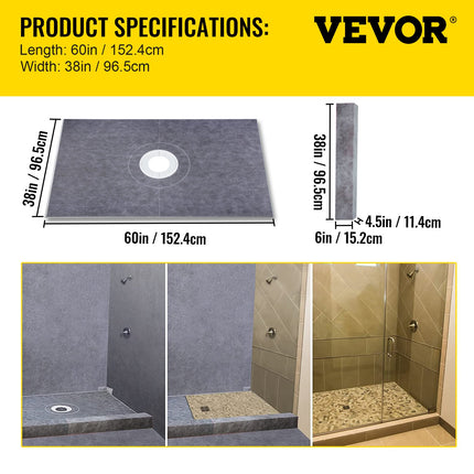 Dušo pagrindo montavimo komplektas VEVOR VV-LYDZ-ABS3860Z, 96,5 x 152,4 cm