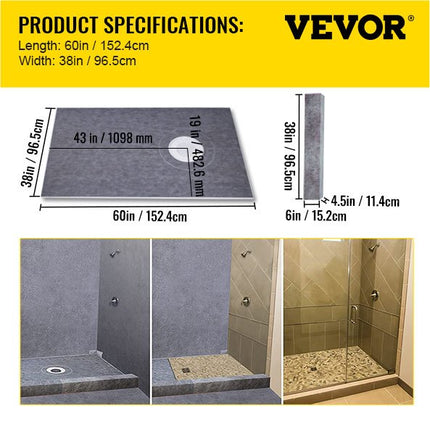 Dušo pagrindo montavimo rinkinys VEVOR VV-LYDZ-PVC3860P, 96,5 x 152,4 cm
