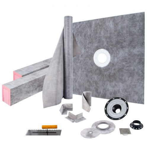 Dušo pado ir hidroizoliacijos komplektas VEVOR VV-LYDZ-PVC4848Z, 122x122 cm