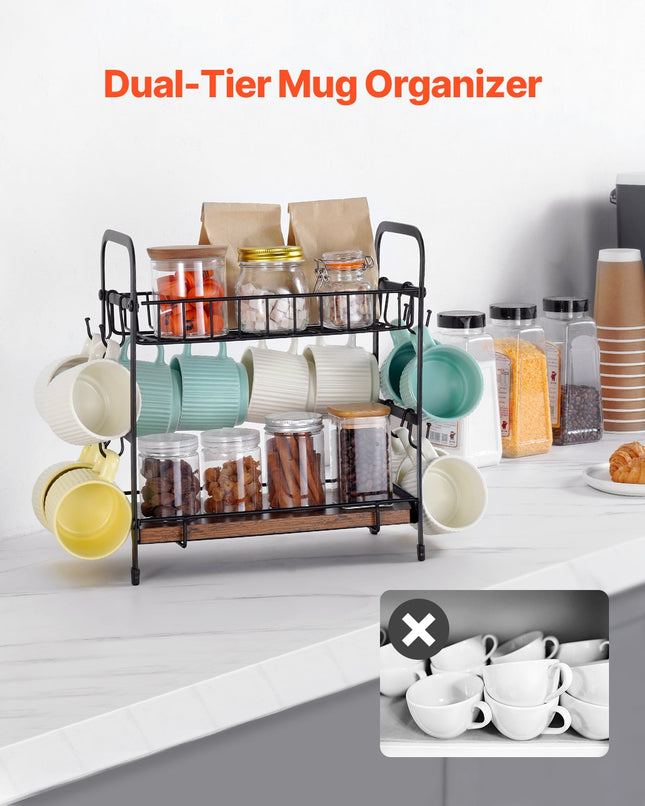 Kavos kampelio organizatorius VEVOR MUG-XM004, 2 aukštų su 12 kabliukų