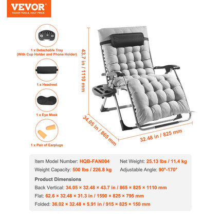 Atlošiamas krėslas VEVOR HQB-FAN004, 226 kg keliamoji galia