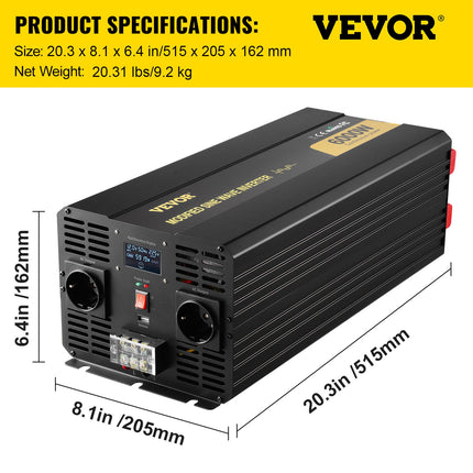 Įtampos keitiklis VEVOR TM-6000W, 6000W