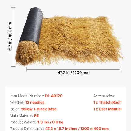 Dirbtinė šiaudinė stogo danga VEVOR D1-40120, 0,4 x 1,2 m
