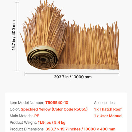 Dirbtinis nendrinis stogas VEVOR T505540-10, 0,4 x 10 m