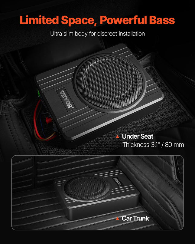 Automobilinė žemų dažnių kolonėlė po sėdyne VEVOR YL-105C, 300W